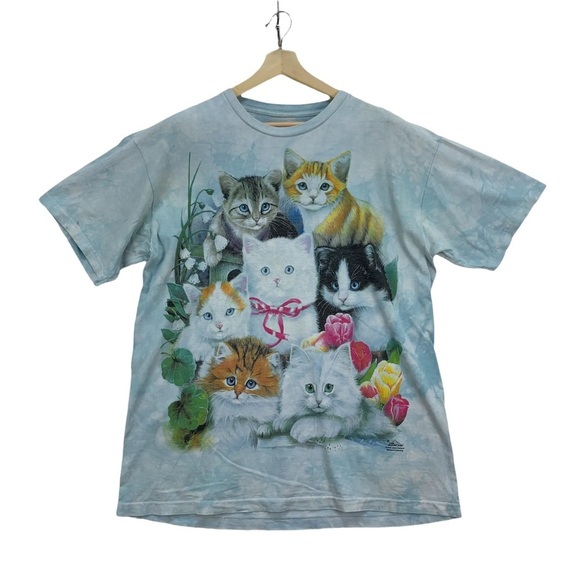 Vintage Y2K 2000 100% Cotton The Mountain Cats Tie Dye T Shirts Size Large - Picture 1 of 6